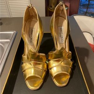 Jimmy Choo 4.5” Gold Heels